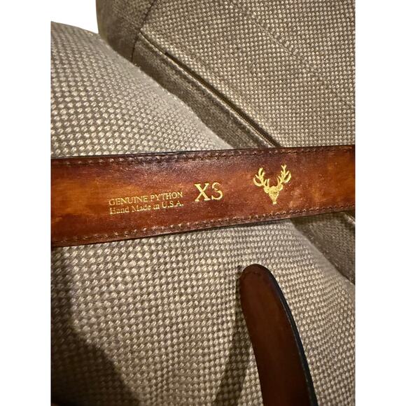 Taxidermy Python Logo Belt w/Dust Bag Sz. XS - Picture 5 of 7